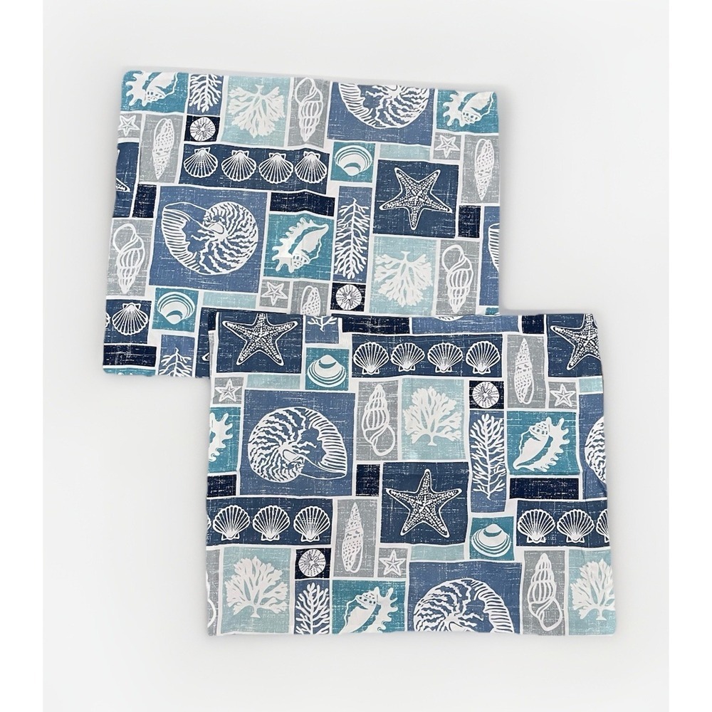2x Nautical Cushion Cover Seashell Starfish Ocean Coastal Decor Beach